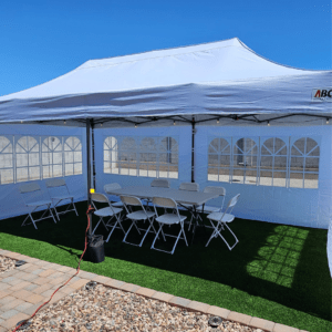 Event tent with tables and chairs in Phoenix Arizona