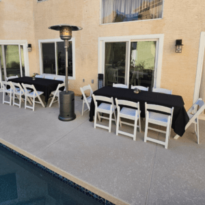 Tables and chairs event setup in Phoenix Arizona
