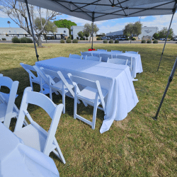 white 6ft table linen event table 1773273183 6ft Rectangular Table Linen – White (Floor Length)