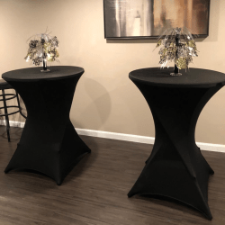 black cocktail table cover setup 1778712603 32” Cocktail Table Linen – Black
